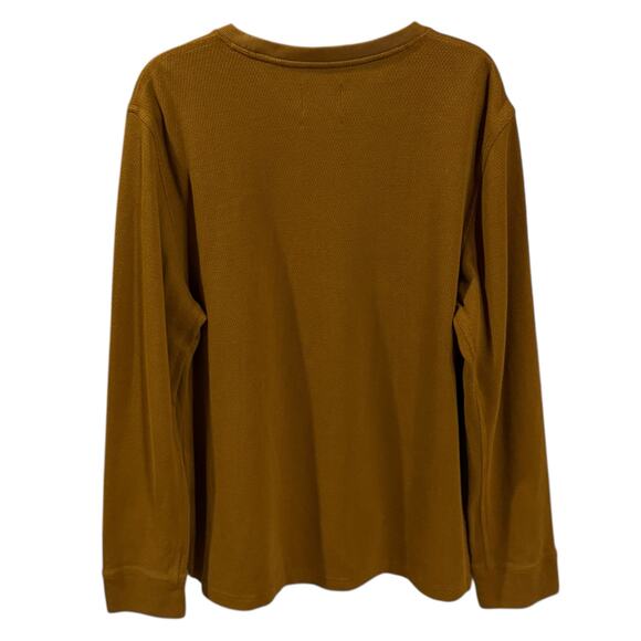 Billy Reid Men's XL Thermal Crewneck Henley Sweater Golden Brown Organic Cotton - Picture 5 of 9